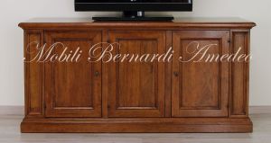 Credenza bassa - mobile Tv in noce massiccio da 150 cm con 3 ante arte povera